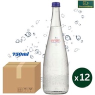 evian - 原箱 (香港行貨) 法國依雲玻璃樽裝有氣天然礦泉水 (750ml x12)