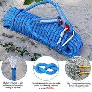 เชือกโรยตัว 10/12 มม เชือกปีนเขา อุปกรณ์ปีนเขา อุปกรณ์โรยตัว 12mm Climbing Rope w/ Hook High Strengt