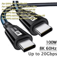 KY55 USB C to C 5A 100W PD Fast Charging 20Gbps Cable USB3.2 Gen2x2 8K 4K Video Output Cord for OPPO