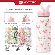 MODOFO 1000ML Thermos Bottle Insulated Tumbler with Straw Portable Aquaflask Tumbler Aesthetic Tumbl
