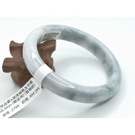 🍀 B2799 - Natural Myanmar Jadeite Jade Bangle 58mm (with certificate) (Got flaw line) 天然缅甸翡翠A货浅绿白色玉手