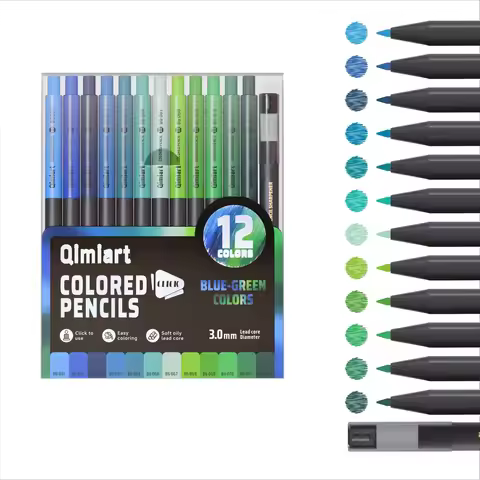 Languo 12 Colors Painting Mechanical Pencil Set Press 3.0mm Soft Core Oil for Sketching Drawing Colo