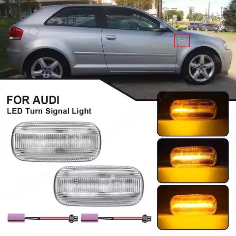 2PCS Dynamic LED Side Marker Light For Audi A3 8P A4 B6 B7 A6 C6 2004-2011 LED Turn Signal Bliker La