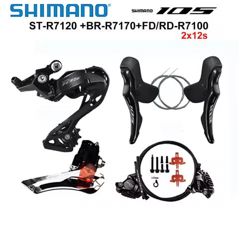 SHIMANO 2x12 Speed 105 Hydraulic Disc Brake Set BR-R7170 Brake Caliper ST-R7120 Shifter FD-R7100 RD-