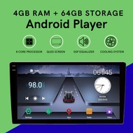 4RAM 64GB 8 Core Processor QLED  Universal Car Android Player 9"/10" Android 13 Car Android GPS Wifi