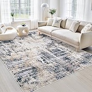 Area Rugs 6x9 Living Room: Washable Rug Modern Abstract Large Rugs Soft Non Slip Neutral Rug Stain R