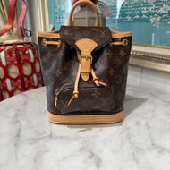 LV原花Montsouris Mini金釦下蓋束口手提後背包