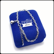 Authentic 925 Silver Bracelet with White Gold Plating - Silver Bracelet 925 Silver ChainWanita