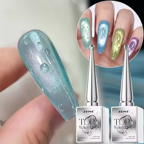 15ml New Water Drop Top Coat Nail Gel Polish 3D Crystal Dew Drop Effect UV Nail Varnish Summer Bubbl