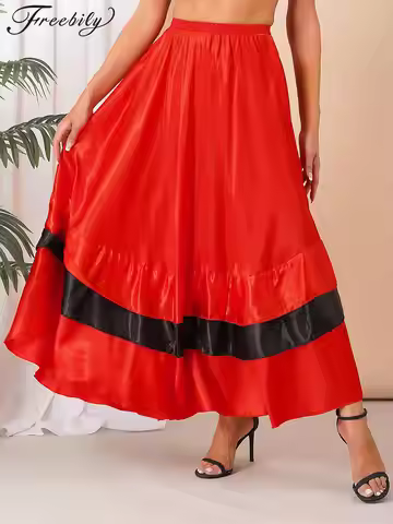 Womens Skirt Mexico Spanish Flamenco Costume Dance Tango Ballroom Folk Dancing Carnival Folklorico S
