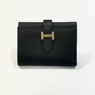 香榭站正品~全新現貨HERMES短銀包 BEARN WALLET 黑色 EPSOM皮 金扣 H039790CC89
