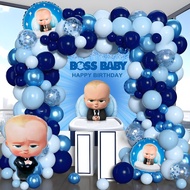 【free gifts】93Pcs Boss Baby Balloon Arch Kit Metal Blue Sequin Latex Balloons 40inch Number Foil Bal