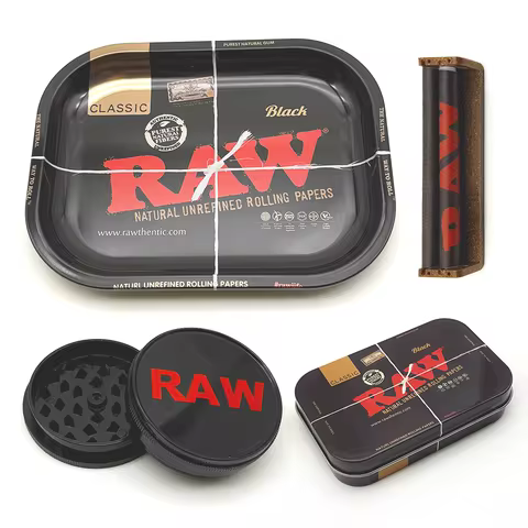 18x14cm Metal Rolling Tray with Manual Herb Grinder Built-in Tobacco Storage Box And Handheld rollin