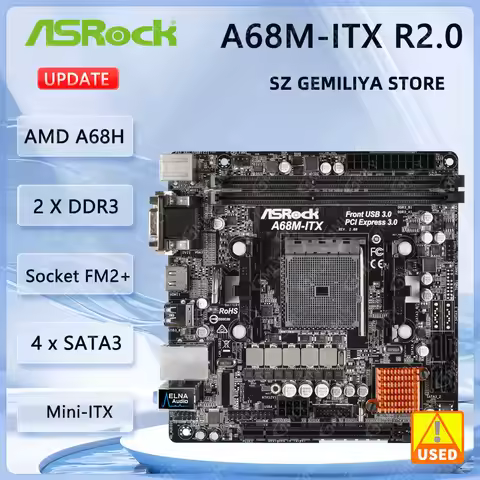 ASRock A68M-ITX R2.0 Mini ITX Motherboard Socket FM2+ DDR3 32G AMD A68X M.2 1xPCIe 3.0 x16 support A