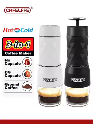 Cafelffe Portable Coffee Machine Manual Espresso Maker For Capsule & Ground Milk Froth Hand Press Br