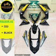 (STICKER TANAM/AIRBRUSH) RAPIDO COVER SET HONDA RS150 RS150R V2 V3 (11) BLACK