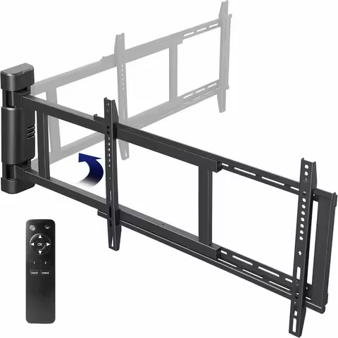 Steel Low Profile Electric TV Wall Mount for 32 to 75 inch LCD LED Plasma Screens, Motorized Swing T