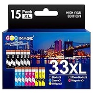 GPC IMAGE Compatible Ink Cartridge Replacement for Epson 33XL for Expression Premium XP-540 XP-530 XP-830 XP-7100 XP-900 XP-640 XP-630 XP-635 XP-645 (Black Photo Black Cyan Magenta Yellow 15-Pack)