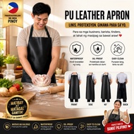 Pu Leather Apron Waterproof Oilproof Long Apron Chef Butcher Kitchen Restaurant Workwear