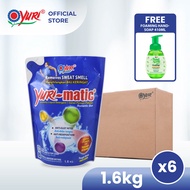 (Carton Deal) Yuri-matic Laundry Liquid Detergent Refill 1.6Kg x6 + FOC Yuri Handsoap Foaming 410ml