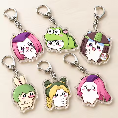 Cute Anime Chibi Keychains Bag Charm Jolyne Cujoh Jojo Narciso Anasui Keyrings Fans Friends Art Gift