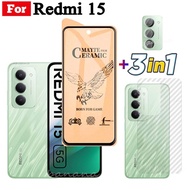 3 IN 1 Redmi 15 Ceramic Tempered Glass for Redmi 13 Redmi 15C 14C 13C Camera Lens Glass Screen Prote