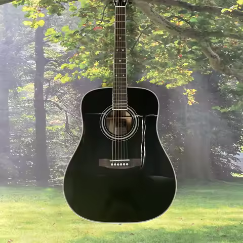 black dreadnought johnny guitar solid spruce acoustic guitar 6strings guitars