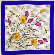 Valentino Garavani 復古藍邊鬱金香花卉印花方形絲綢