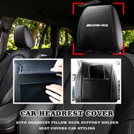2Pcs Car Seat Headrest Protection Cover AMG Logo for Mercedes Benz W204 W211 R199 W203 CLK W209 W212