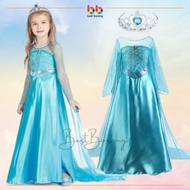 Frozen Princess Elsa Long Sequin Dress Birthday Party Baju Gaun Budak Perempuan