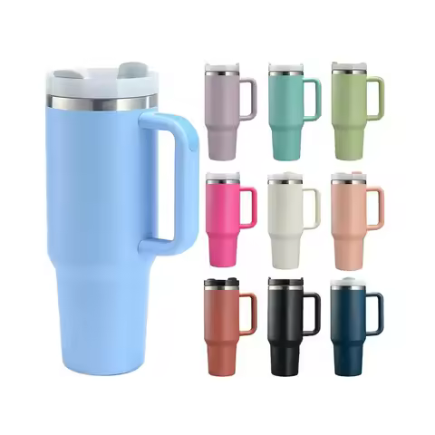 Steel Large Capacity 40oz Travel Sports Vacuum Straw Mug Hot Ice Cooler Vacuum Flask Water Bottle