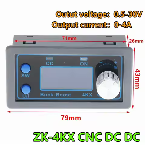 ZK-4KX CNC DC DC Buck Boost Converter CC CV 0.5-30V 4A Power Module Adjustable Regulated power suppl