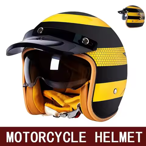 Three-Quarters Retro Helmet Motorcycle Helmet Equipped with Cruise Pedal Motorcycle 3/4 Helmet Visor