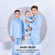 Pazze Modern Slim Fit Sedondon Series Baju Melayu - Baby Blue/Dusty Purple/Nude/Silver Grey/Soft Pin