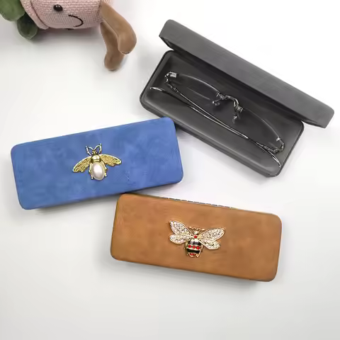 Portable Retro Steel Leather Glasses Case Waterproof Hard Eyeglass Case Reading Glasses Box Spectacl