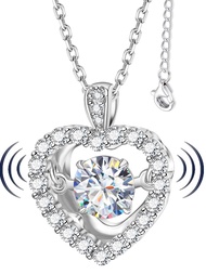 Diamond Floating Necklace for Women,1Carat Moissanite Dancing Heart Pendant,Lab Diamond Heart Jewelr