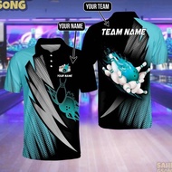 【FREE CUSTOM】3D Bowling Polo Shirts For Team BO0376 Bowling balls and pins with for men, casual stre