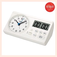 Seiko Clock (Seiko Clock) Alarm clock, table clock, educational 100-mas calculation Hideyama Hideo model Study Time White 60×160×88mm BC418W