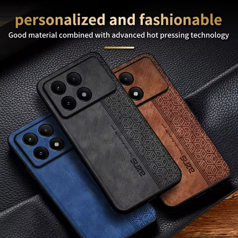 Luxury Leather Embossing Case For Xiaomi POCO F6 Pro F5 F4 M6 M4 C65 Soft Cases For Poco X6 X5 Pro X
