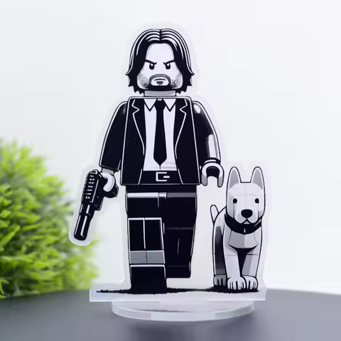10CM John Wick Arcylic Stand Desk Decor Movie Figures Keyrings Cartoon Accessories