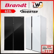 [FREE SHIPPING] BRANDT 622L GLASS DOOR INVERTER 2 DOOR SIDE BY SIDE FRIDGE REFRIGERATOR