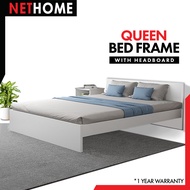 🌟Embrace Serenity and Style🌟 NETHOME: SNOW SERIES QUEEN SIZE WOODEN BED FRAME WITH HEADBOARD or 2 Drawer / Katil Queen