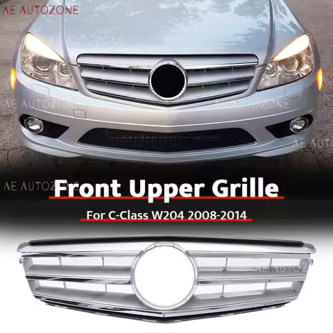 Chrome Silver Bumper Grille For C-Class W204 S204 C204 2008-2014 C180 C200 C230 C250 C280 C300 C350
