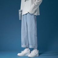 🇲🇾 Ready Stock Jeans Men's Tide Brand Loose Straight Student Korean Style Trend Nine-Point Wide-L春秋牛