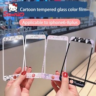 [กม.] Sanrio Kuromi Hello Kitty Cinnamoroll ฟิล์มนิรภัย Iphone8Plus แบบเต็มหน้าจอ Iphone6 ฟิล์มสีป้องกันลายนิ้วมือของขวัญ Kawaii Girl