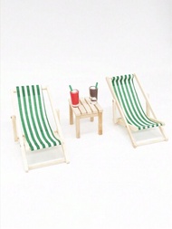 1入迷你可摺疊沙灘躺椅模型,適用於愛好者或收藏家