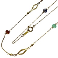 石榴石/紫水晶/藍玉髓/紅玉髓/橄欖石/磷灰石/堇青石項鍊，18K金，4.1克，69厘米，女士款 [二手]