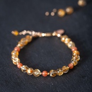 金髮晶太陽石手鍊 | 14K包金金鈦晶天然水晶客製化禮物 5A