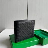 B Classic Style Braided Waxed Tire Cowhide Short Style bv Men's Half Fold Wallet Wallet Wallet Walle