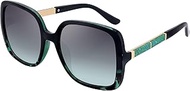Sunglasses for Women Adults Square Fashion with Glasses Case, 3ew648c2 Glossy Black. Green colour gr